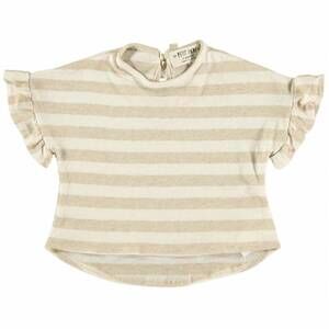 NEW PETIT INDI kid's ruffle stripe shirt in beige